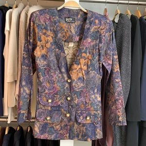 Vintage Dawn Joy Fashions Floral Blazer SZ 7/8